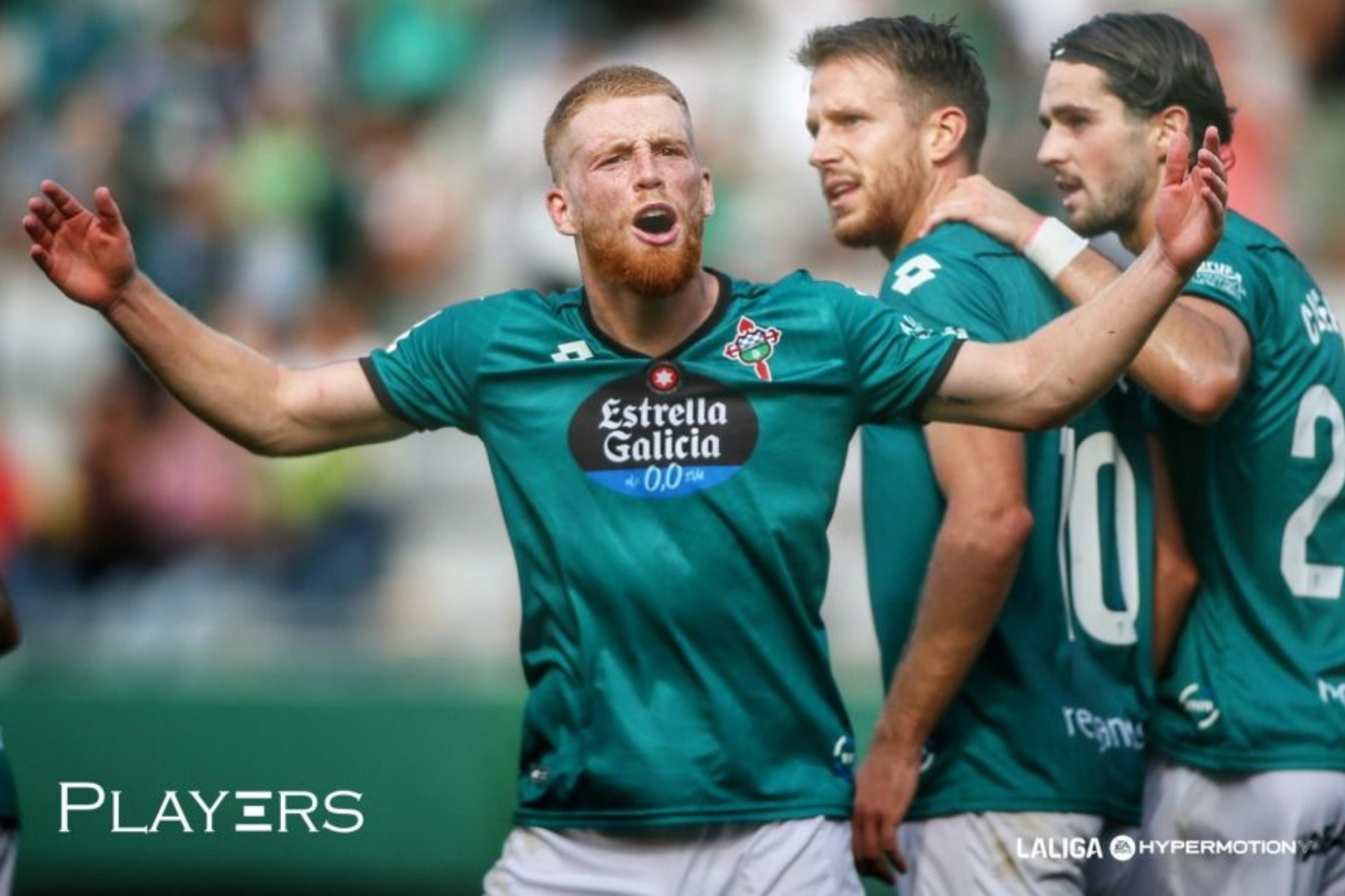 Carlos Vicente celebrando un gol del Racing de Ferrol en la temporada 2023/24. Fuente: Racing de Ferrol.